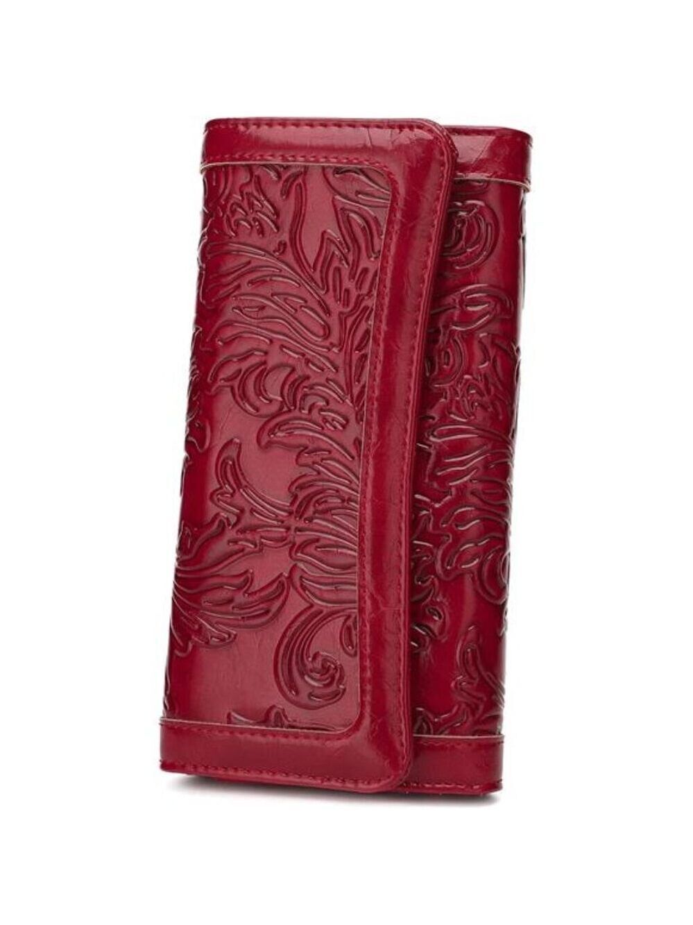 Womens Leather Wallet RFID Blocking Trifold Long Clutch Card Holder Phone Purse